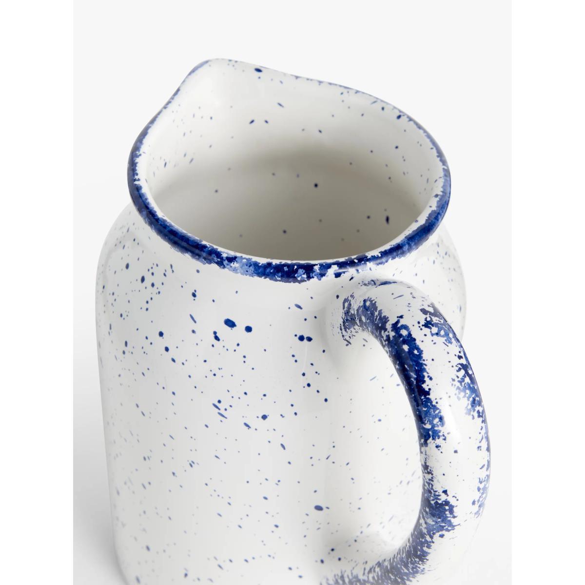 John Lewis & Partners Speckled Jug Vase, H19cm, White/Blue – image 3