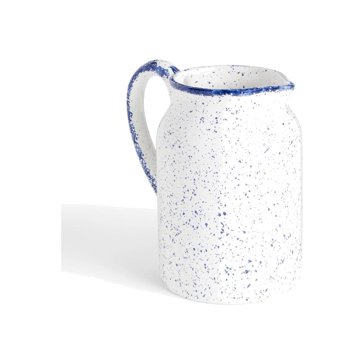 John Lewis & Partners Speckled Jug Vase, H19cm, White/Blue – image 1