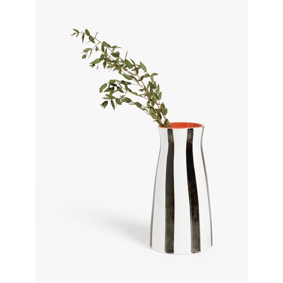 John Lewis ANYDAY Hand Painted Striped Stoneware Vase, H21cm, Black/White – image 2