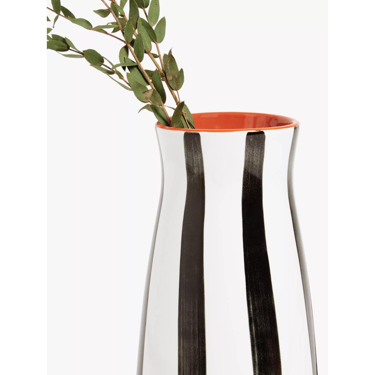 John Lewis ANYDAY Hand Painted Striped Stoneware Vase, H21cm, Black/White – image 3