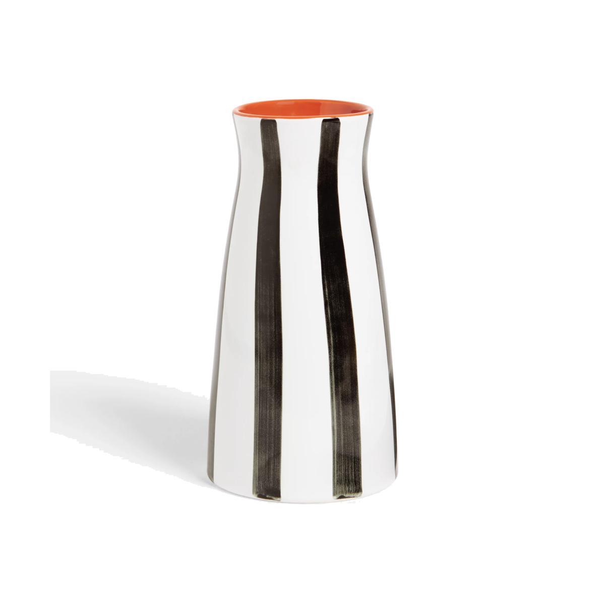 John Lewis ANYDAY Hand Painted Striped Stoneware Vase, H21cm, Black/White – image 1