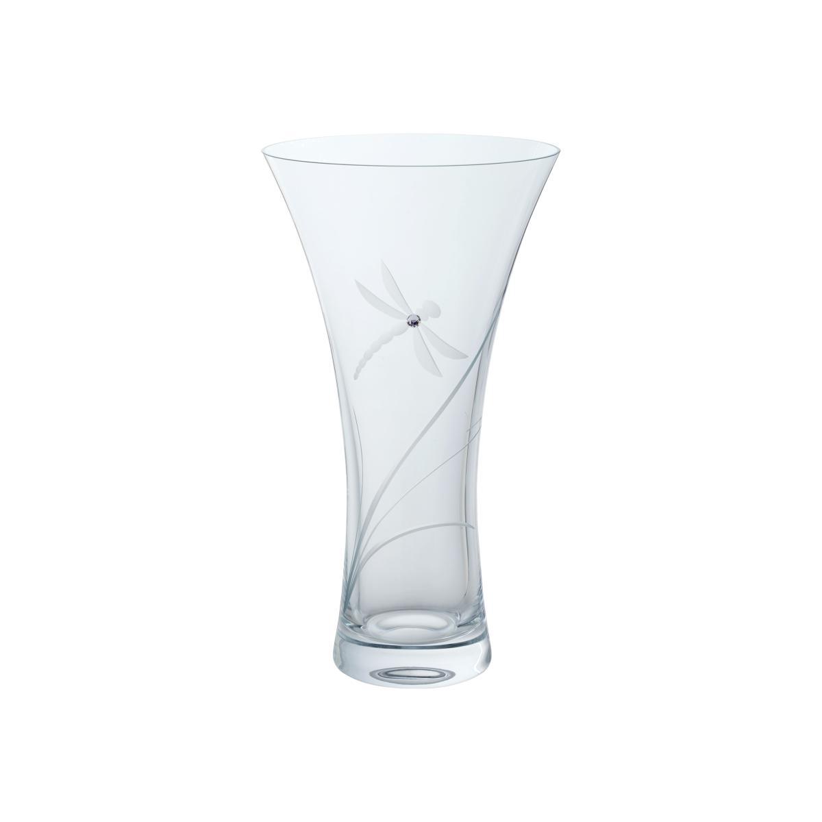 Dartington Crystal Dragonfly Vase, Large, H25cm, Clear – image 1