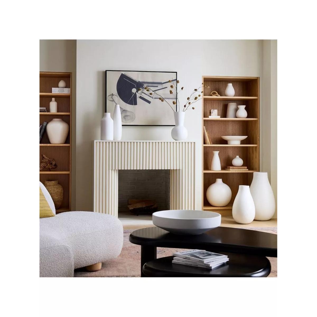 west elm Glazed Ceramic Sack Vase, H20cm, White – image 4