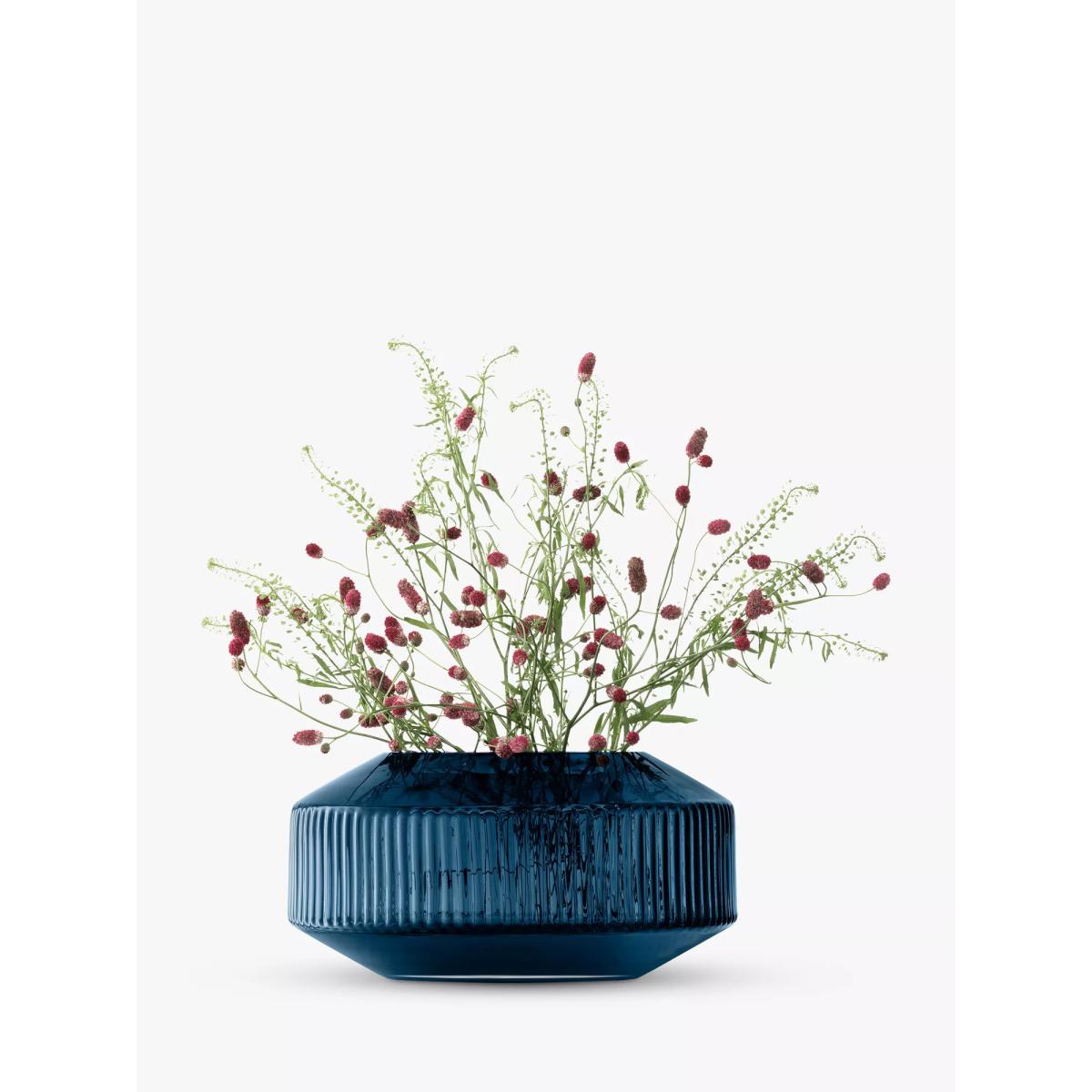 LSA International Rotunda Wide Glass Vase, H13.8cm, Blue – image 2