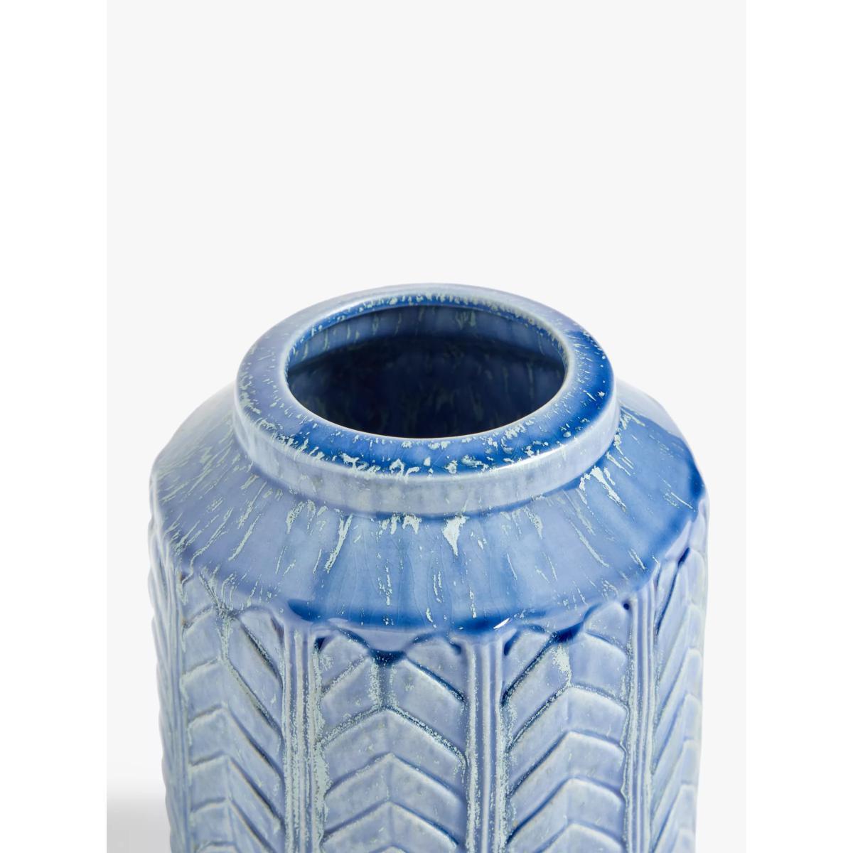 John Lewis & Partners Palm Vase, H21.5cm, Blue – image 2