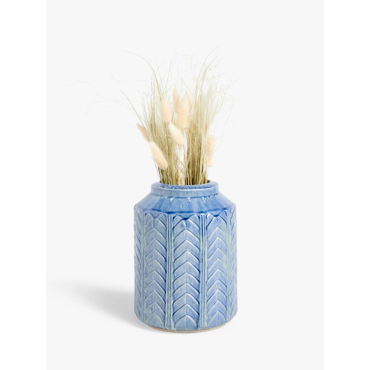 John Lewis & Partners Palm Vase, H21.5cm, Blue – image 3