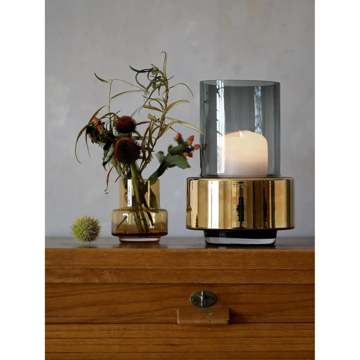 Ro Collection No. 25 Hurricane Tealight Holder or Vase, Amber – image 3