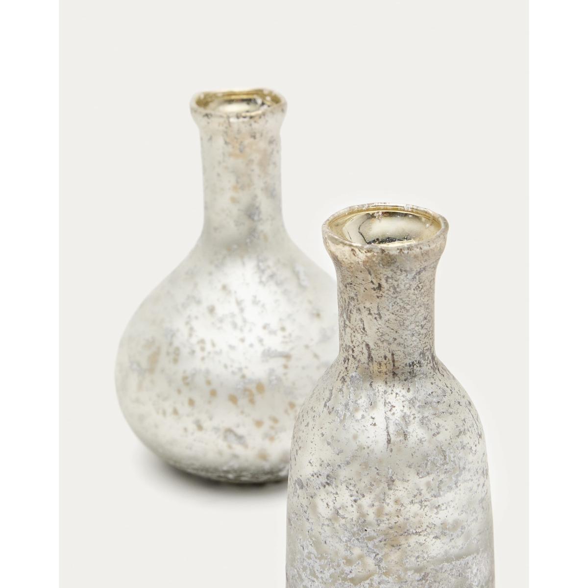 Deila set of 2 white, recycled-glass vases, 13 cm – image 2