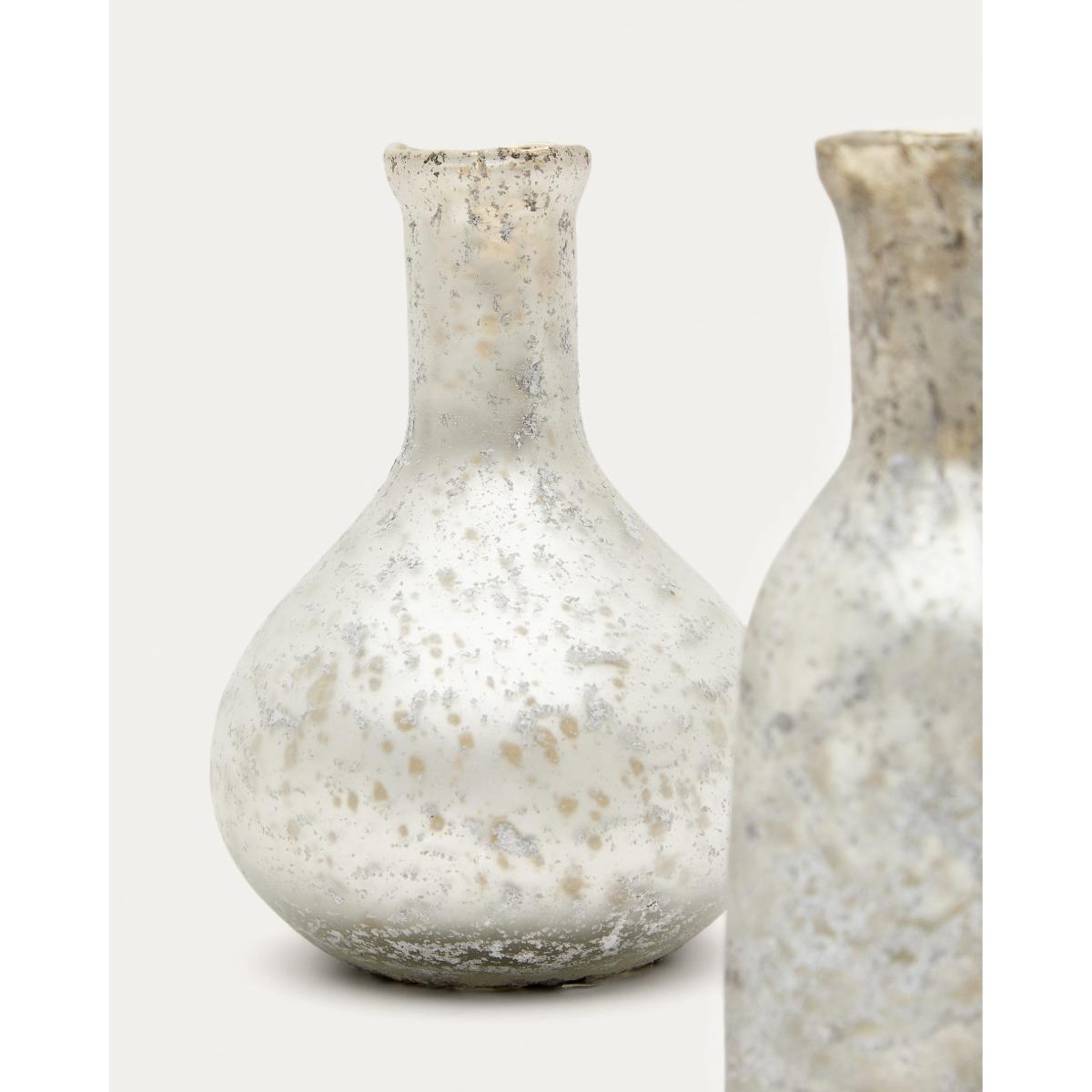 Deila set of 2 white, recycled-glass vases, 13 cm – image 3