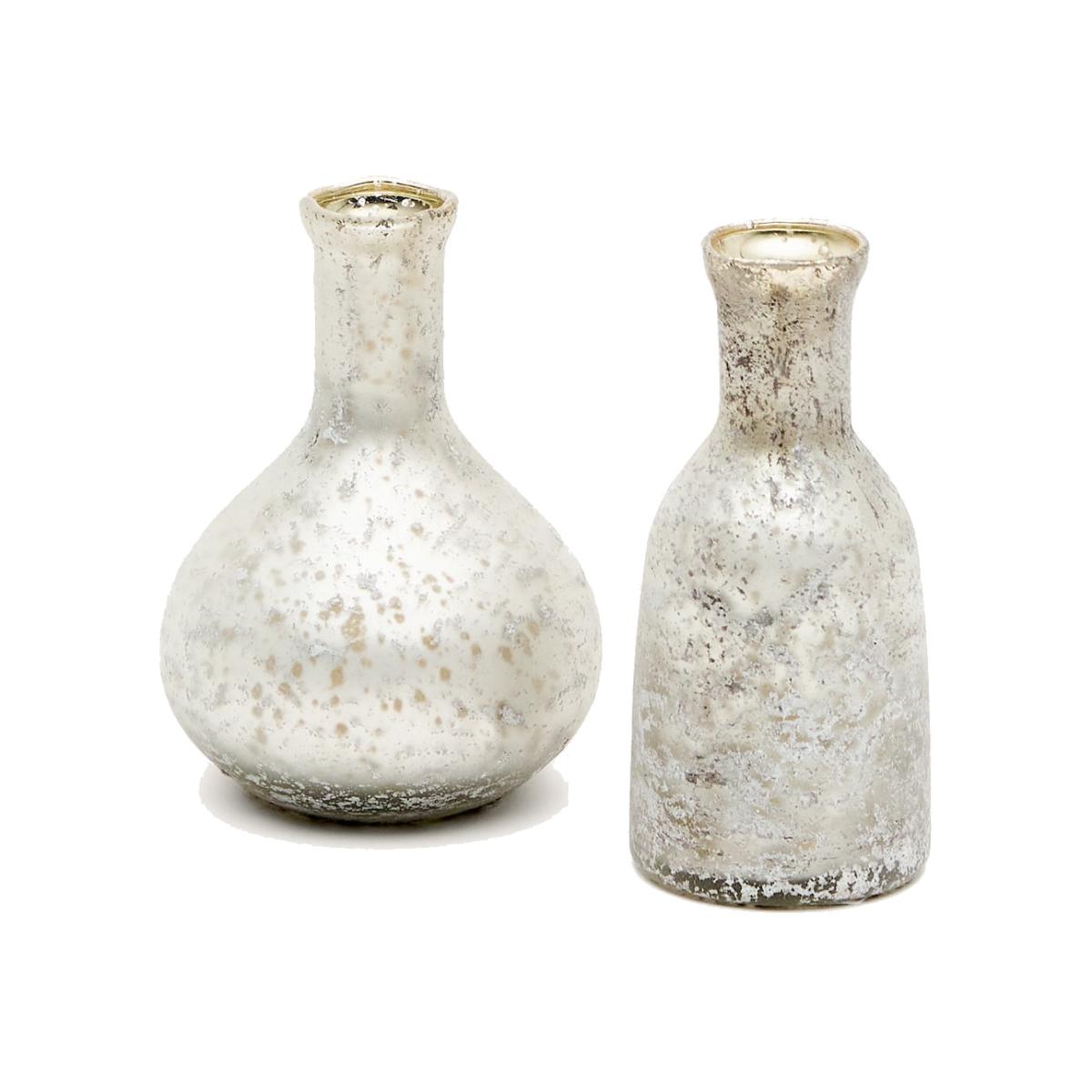 Deila set of 2 white, recycled-glass vases, 13 cm – image 1