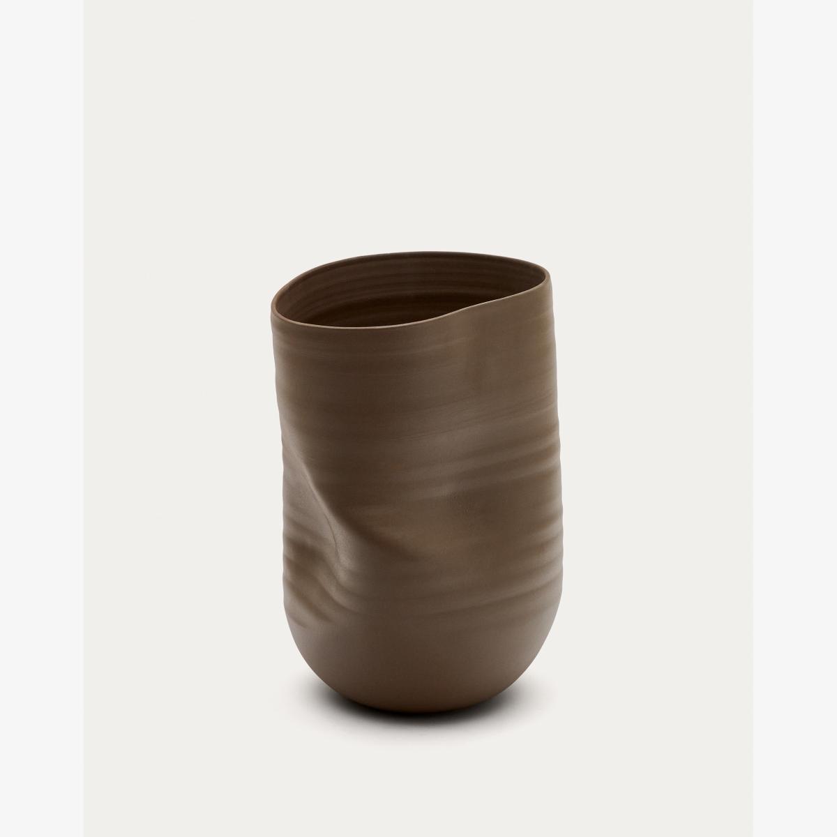 Macarelleta dark brown ceramic vase Ø 32 cm – image 1