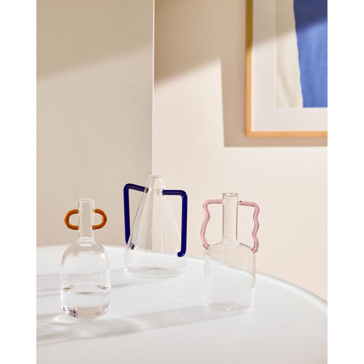 Yumalay glass vase, transparent and pink, 22 cm – image 2