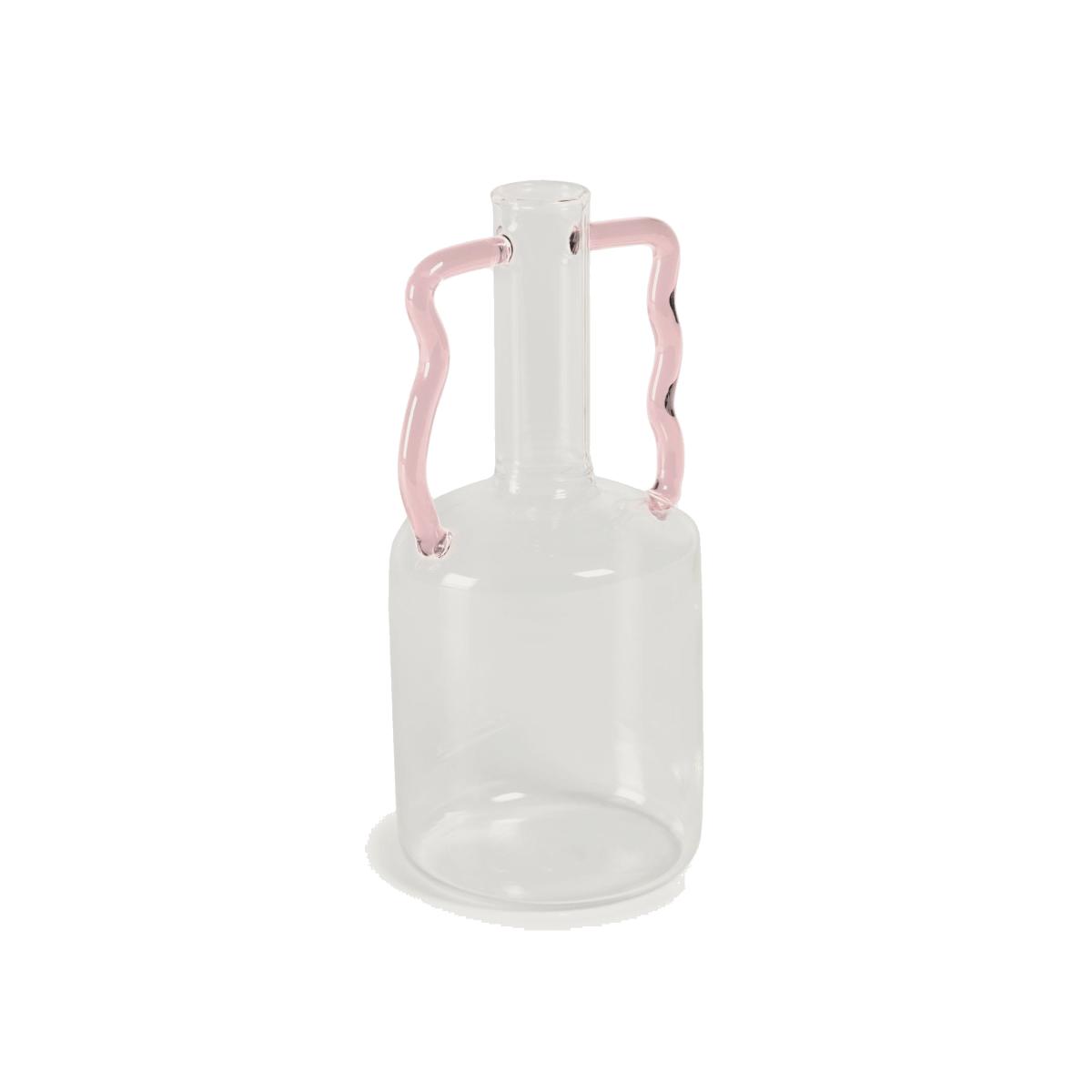 Yumalay glass vase, transparent and pink, 22 cm – image 1