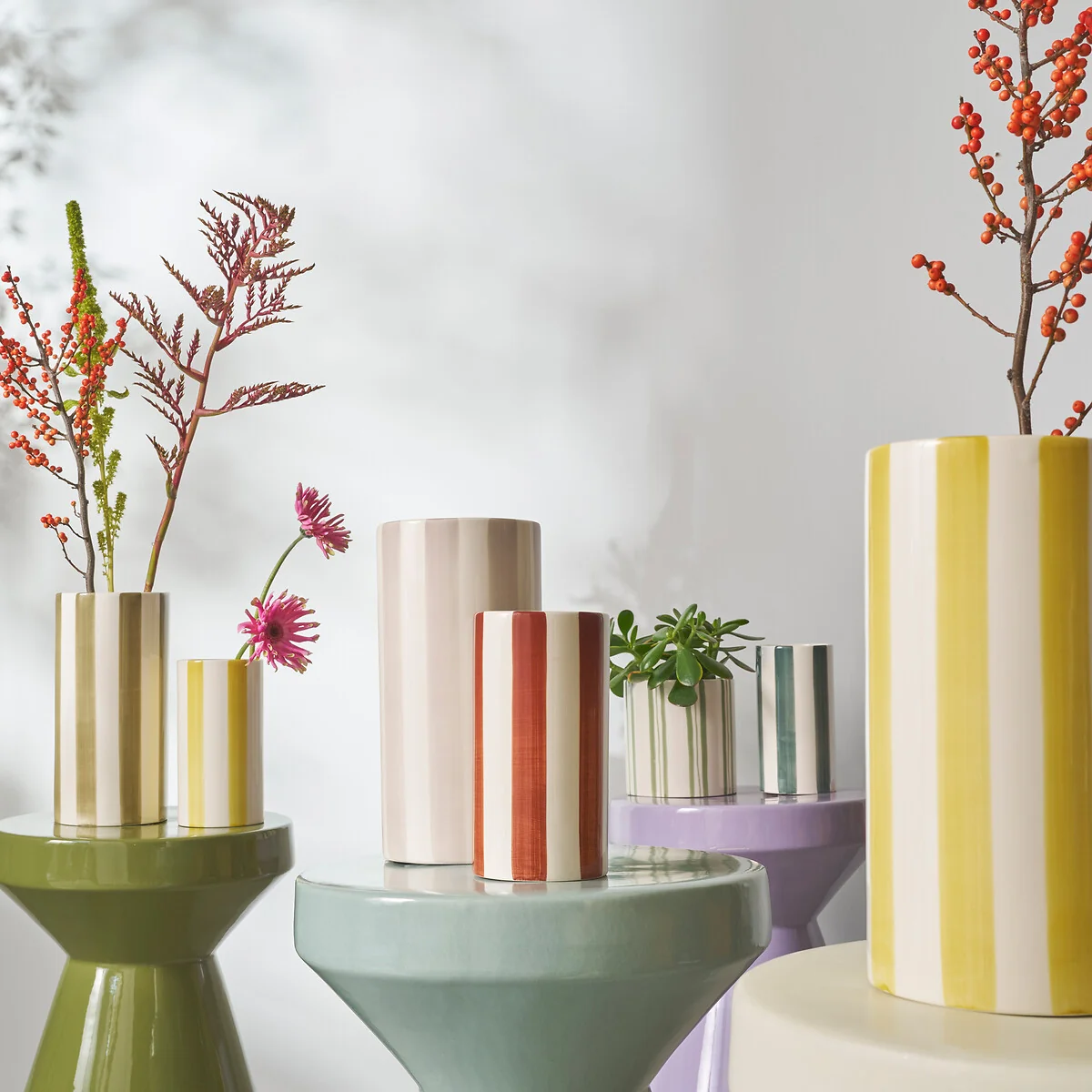 Jaoma Striped Ceramic Vase, H18cm – image 2