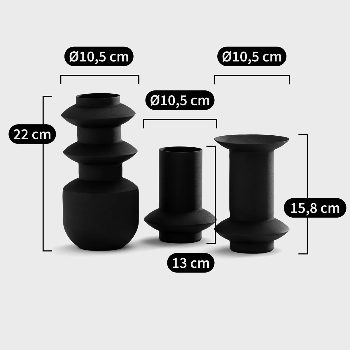 Anaïa Textured Metal Vases (Set of 3) – image 4