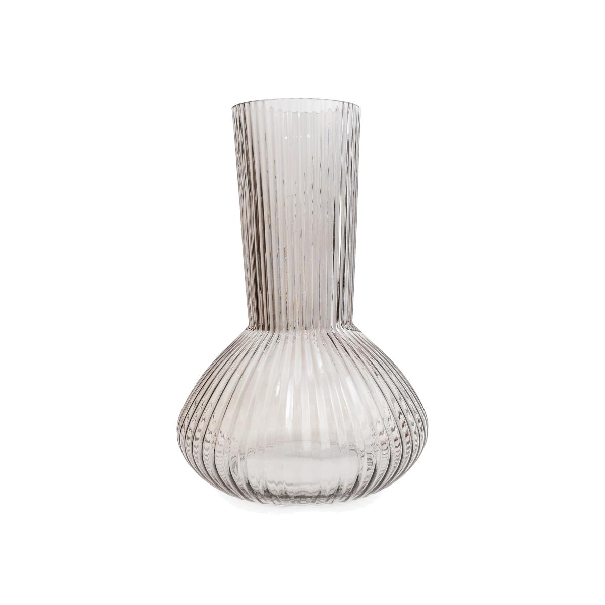 30cm Grey Ridged Bottle Vase – image 1