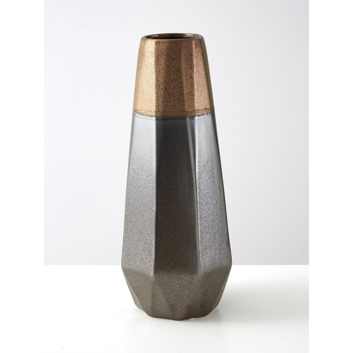 44cm Silver and Copper Polygonal Metal Vase – image 2