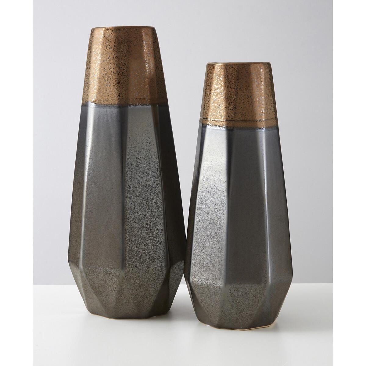 44cm Silver and Copper Polygonal Metal Vase – image 4