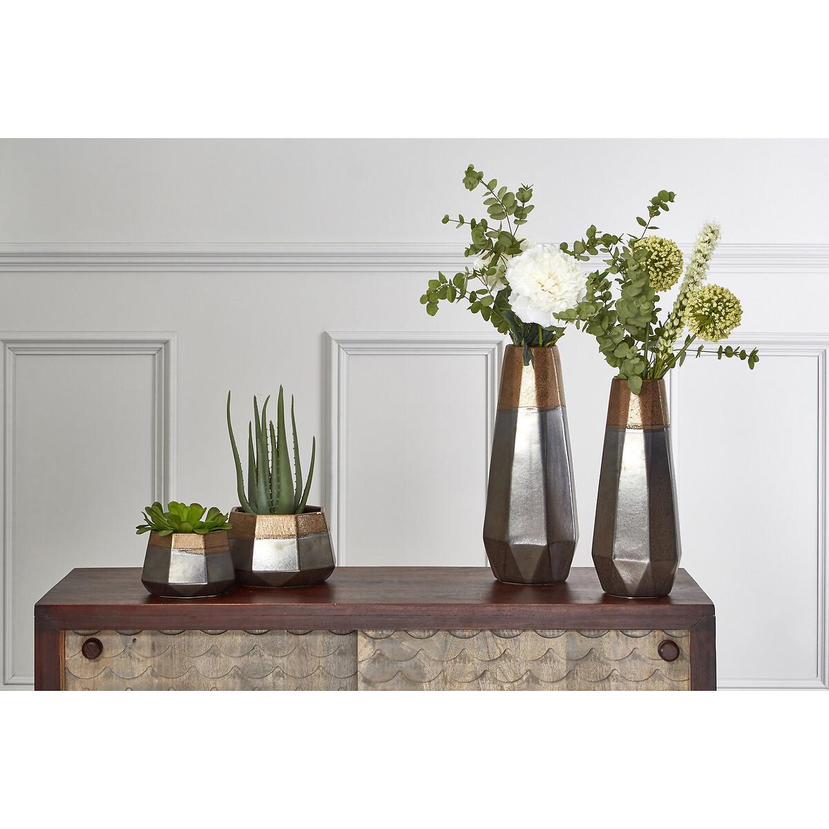 44cm Silver and Copper Polygonal Metal Vase – image 5