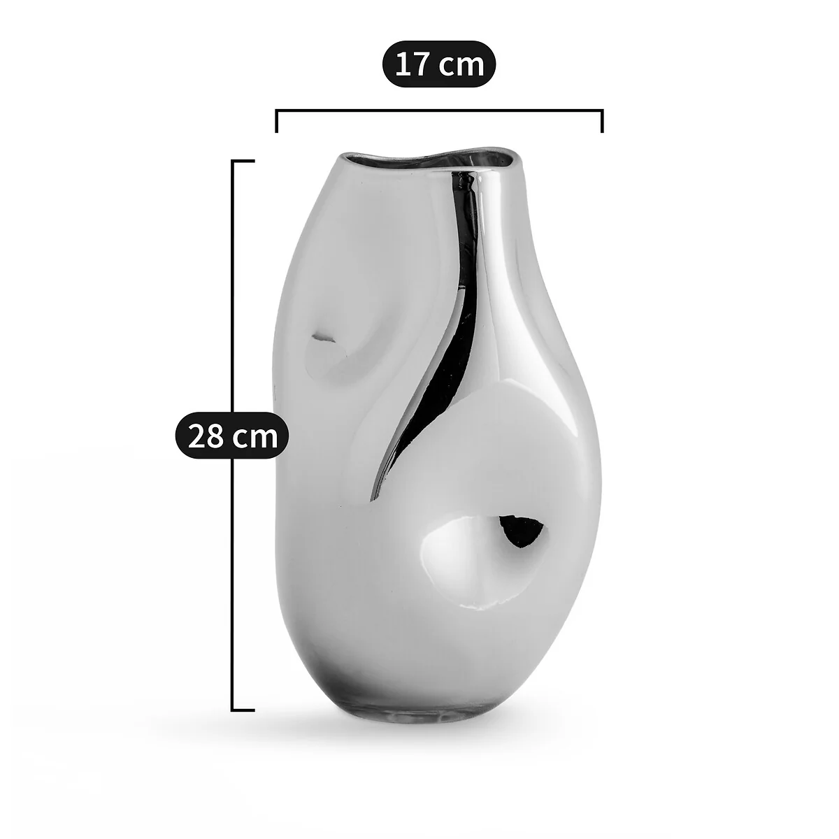 Cozi 28cm High Hand-Blown Metallic Glass Vase – image 5
