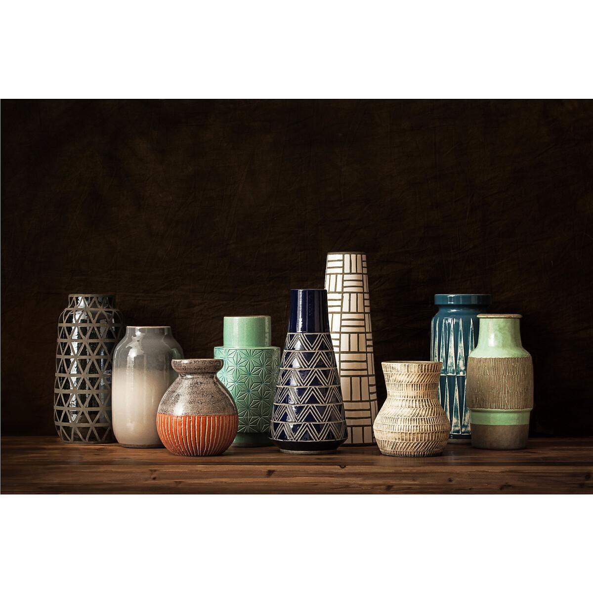 20cm Grey and Orange Earthenware Vase – image 6