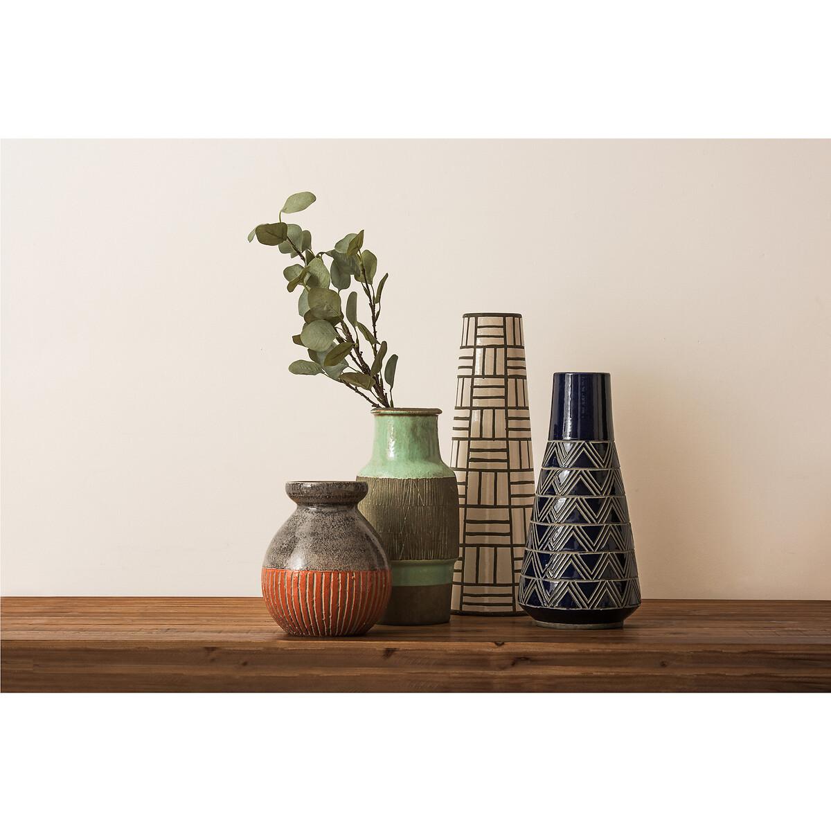 20cm Grey and Orange Earthenware Vase – image 7