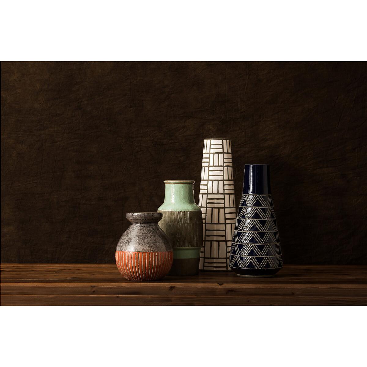 20cm Grey and Orange Earthenware Vase – image 8