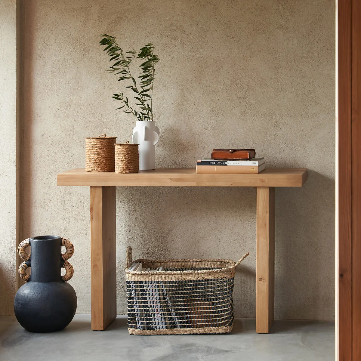 Kuro H41.5cm Ceramic & Rattan Vase – image 2