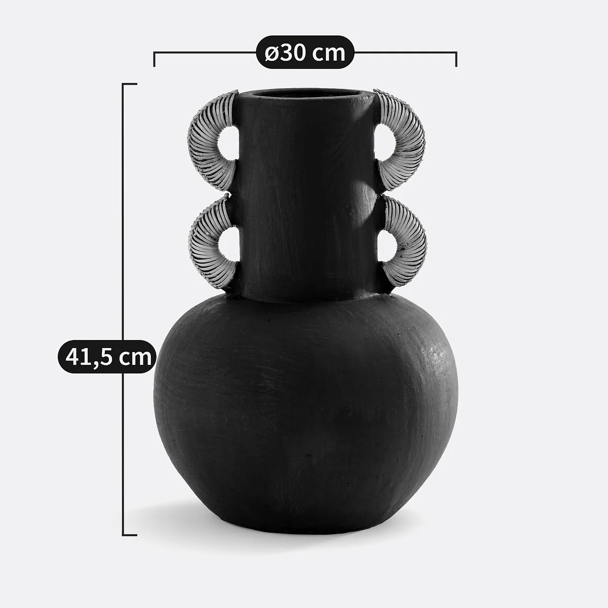 Kuro H41.5cm Ceramic & Rattan Vase – image 4
