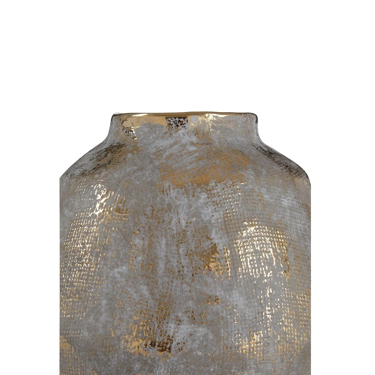 Small Grey Ceramic Gold Finish Vase – image 3
