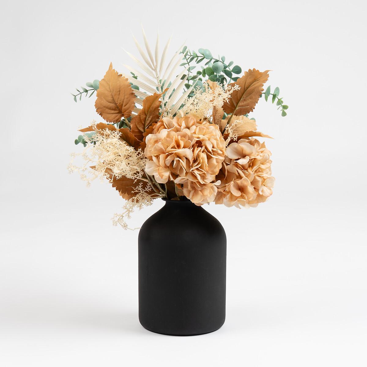 48cm Artificial Dry-Look Hydrangea and Eucalyptus Bouquet in Black Vase – image 2