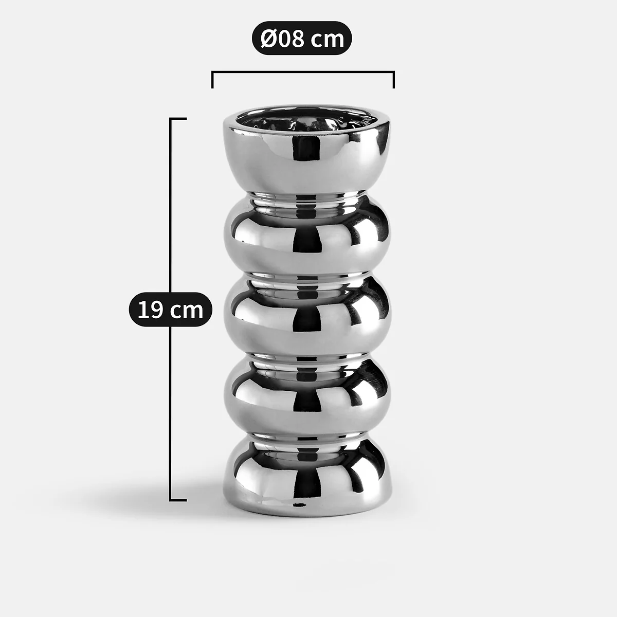 Fario Chrome-Effect Ceramic Vase H19cm – image 4