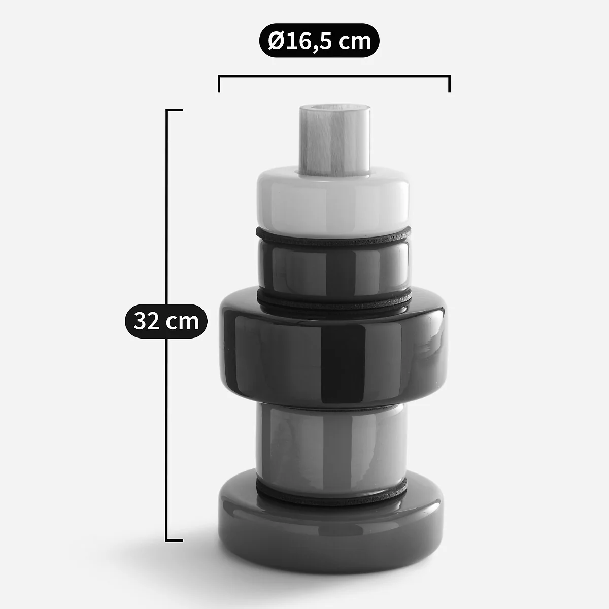 Maveo Blown Glass Vase with 5 Rings H32cm – image 6
