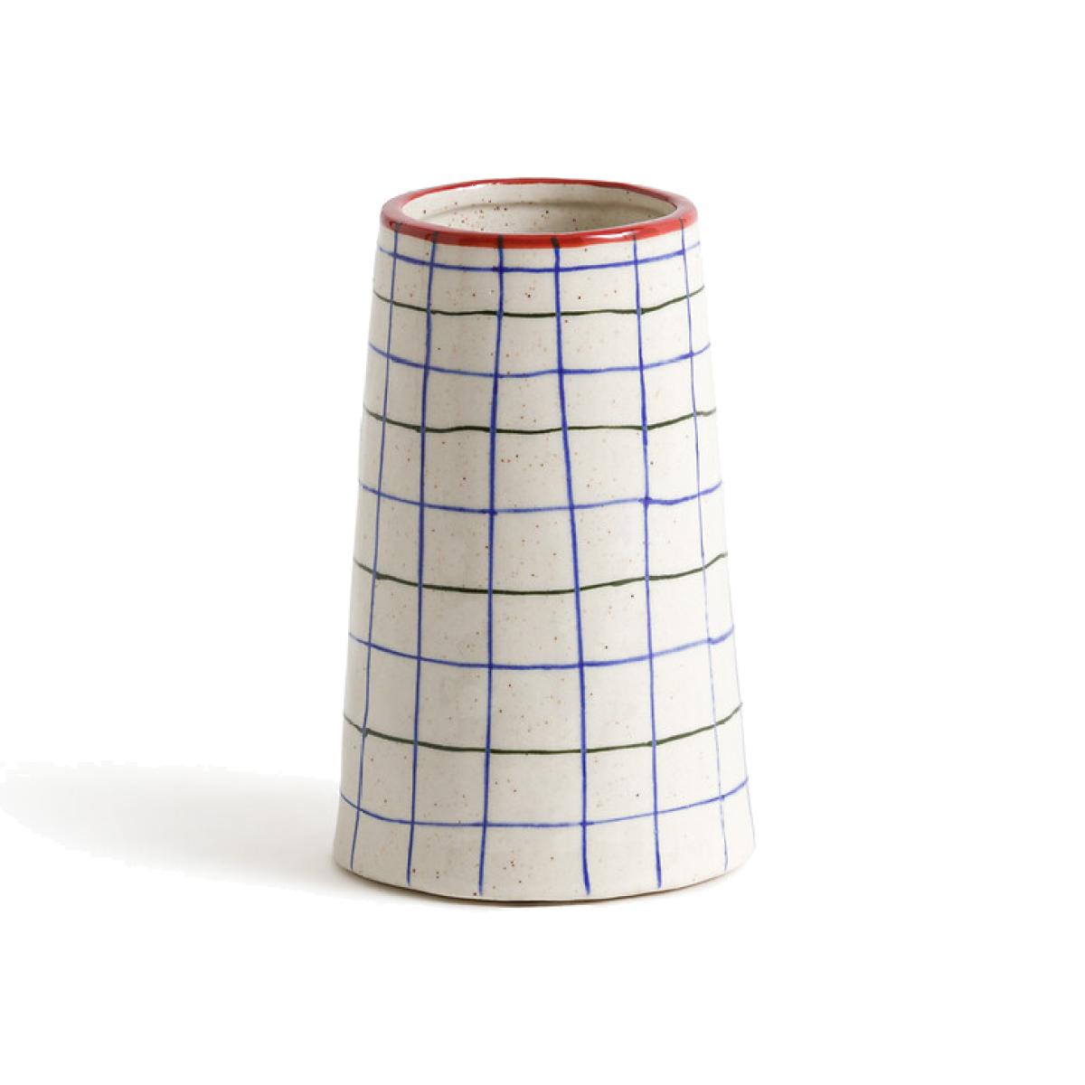 Neios 15.2cm High Checked Ceramic Vase – image 1