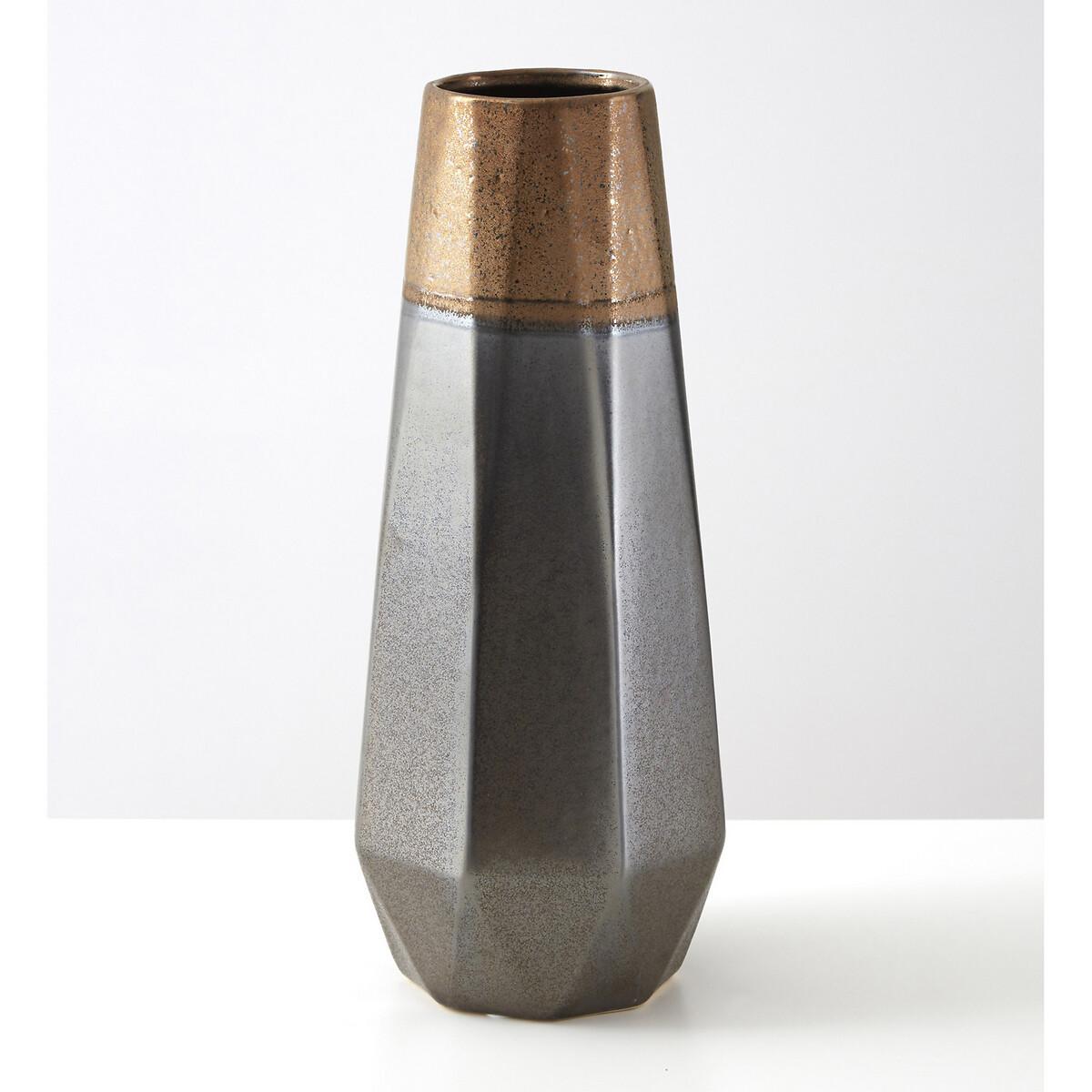 39cm Silver and Copper Polygonal Metal Vase – image 2