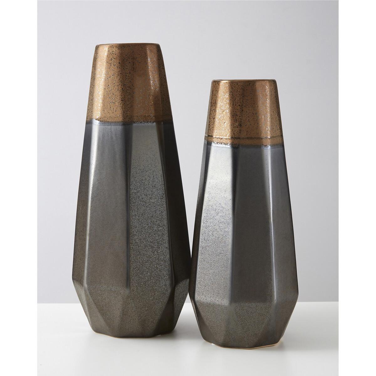 39cm Silver and Copper Polygonal Metal Vase – image 4
