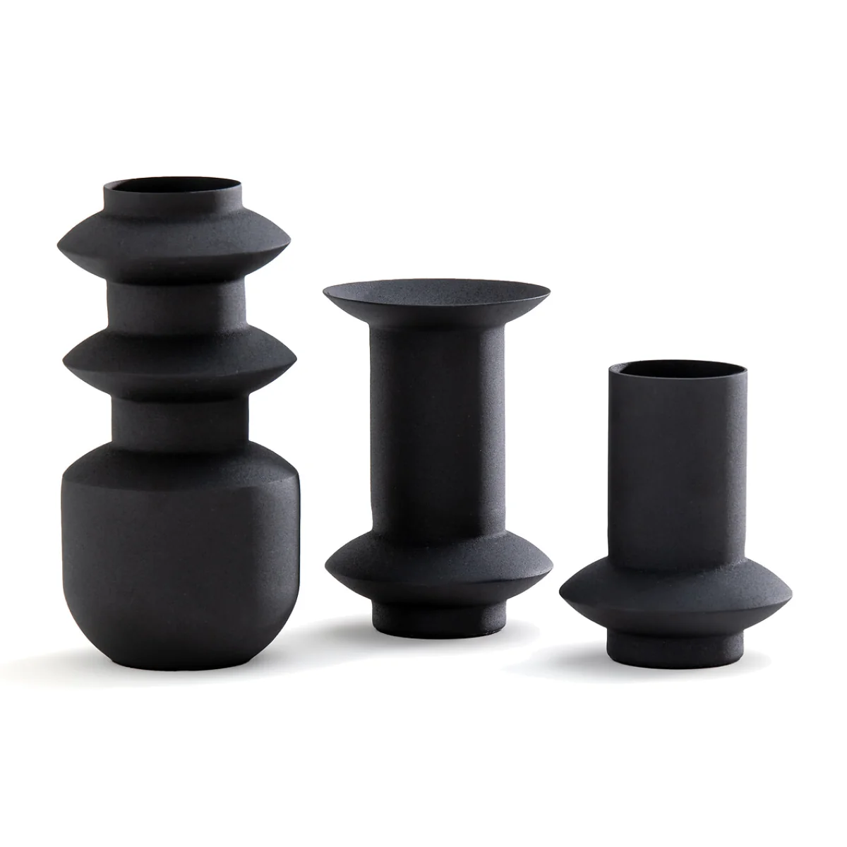 Set of 3 Anaïa Textured Metal Vases – image 1