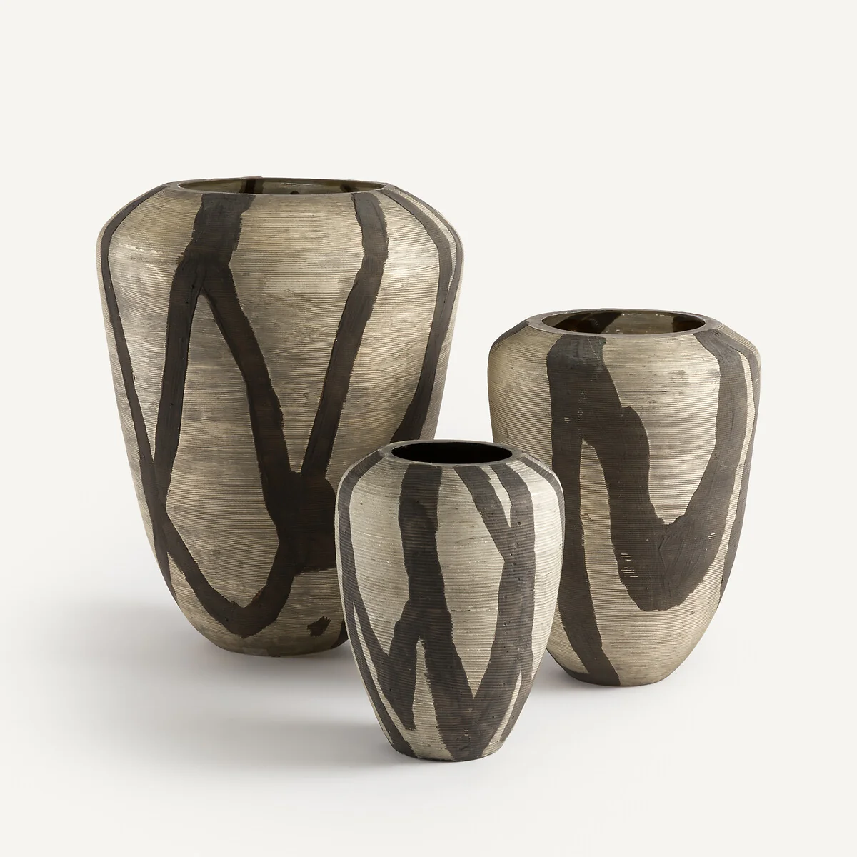 Heidi Vase in Matt Striped Painted Glass, H35.5cm – image 4