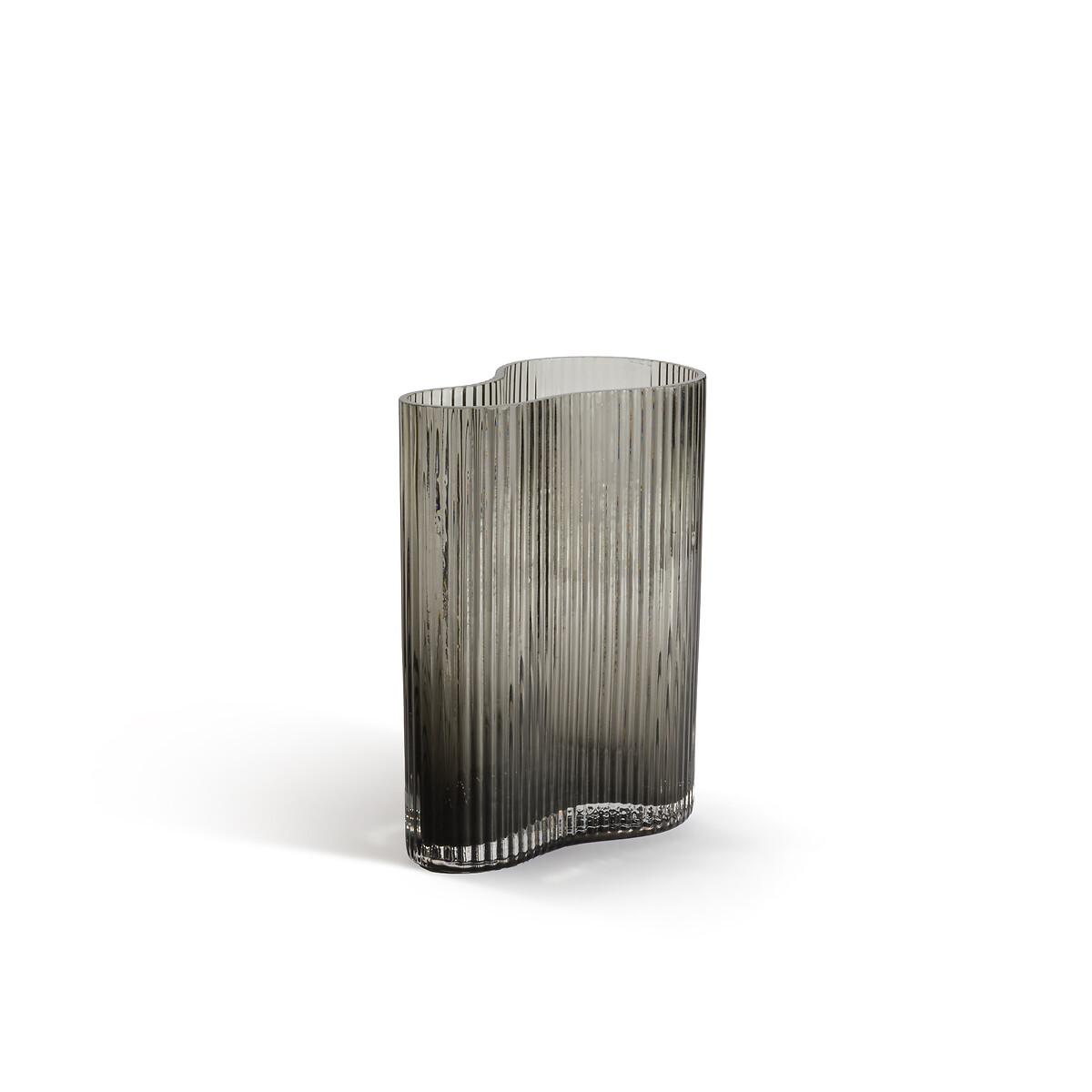 Anija 21cm High Ribbed Smoked Glass Vase – image 2