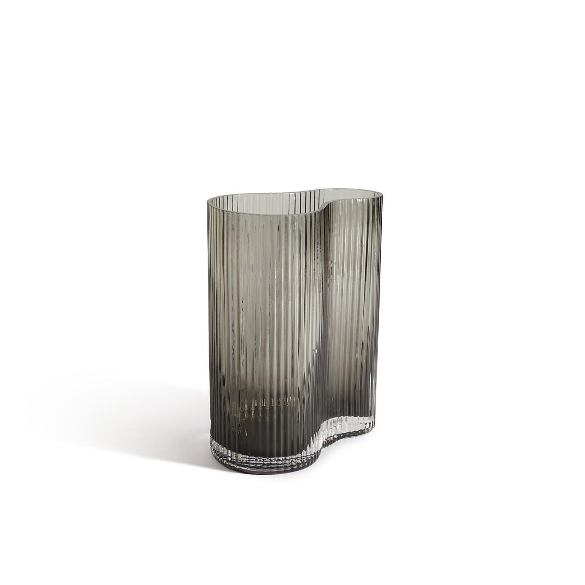 Anija 21cm High Ribbed Smoked Glass Vase – image 3