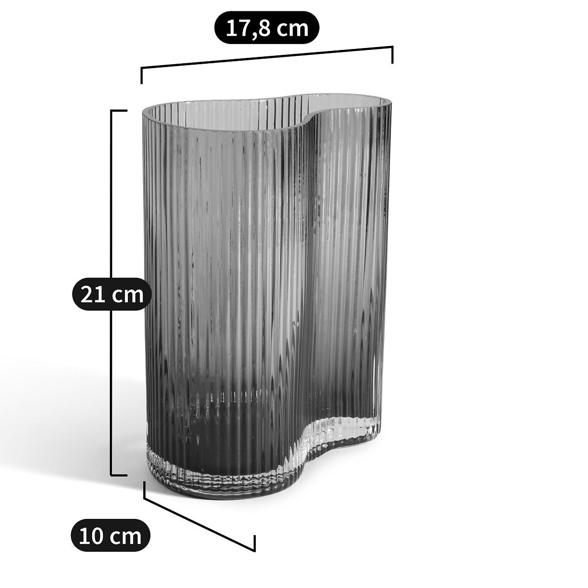 Anija 21cm High Ribbed Smoked Glass Vase – image 7