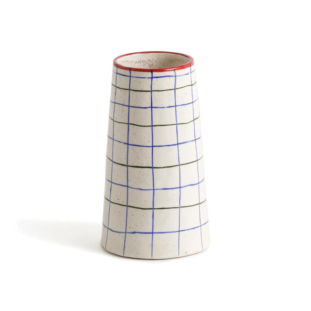 Neios 19cm High Checked Ceramic Vase – image 1