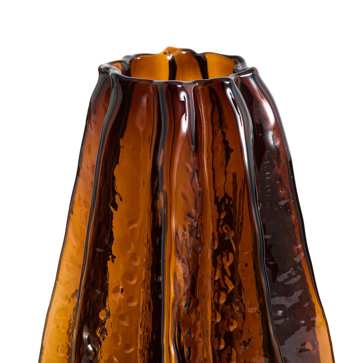 Yuvo 29.5cm High Textured Amber Glass Vase – image 2
