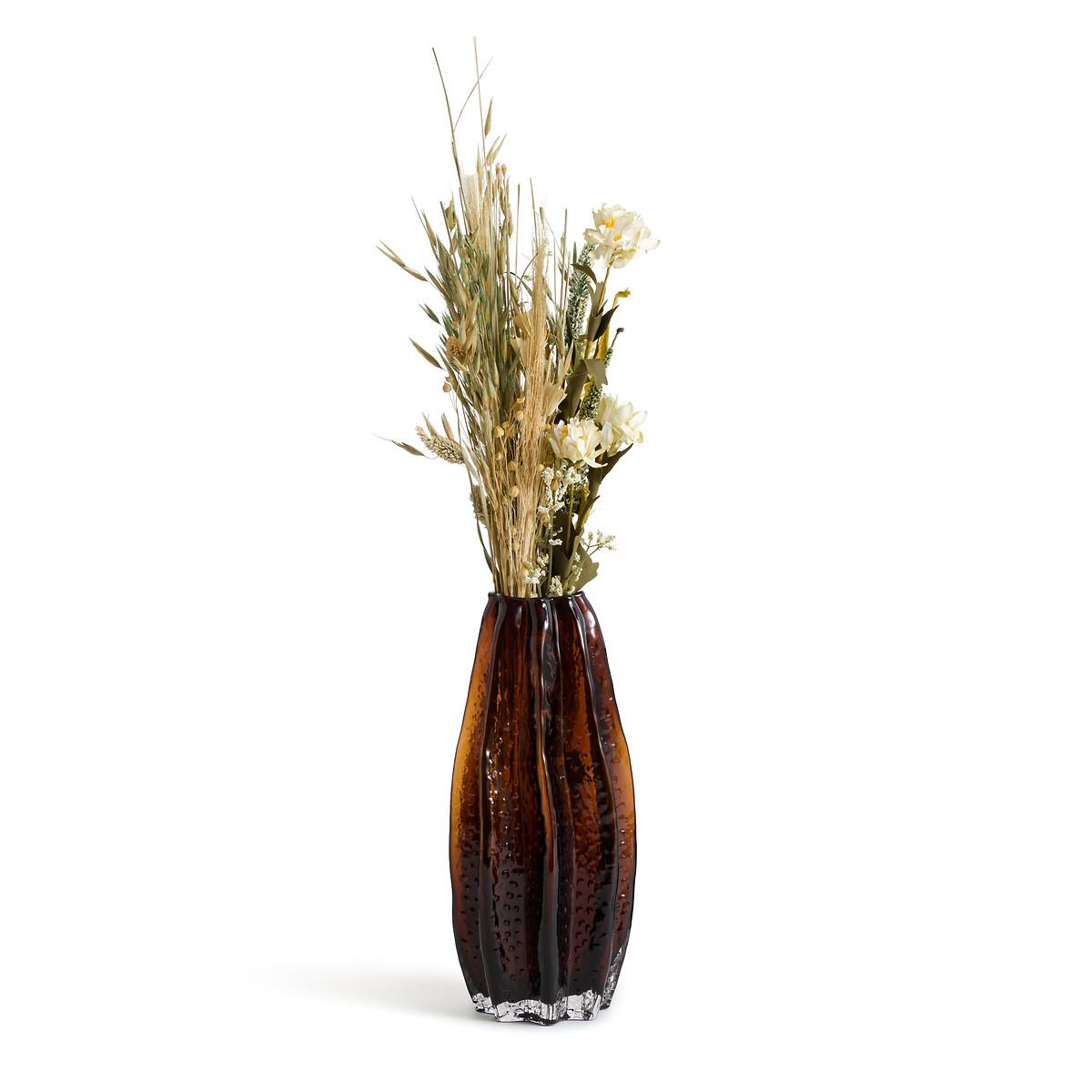 Yuvo 29.5cm High Textured Amber Glass Vase – image 3