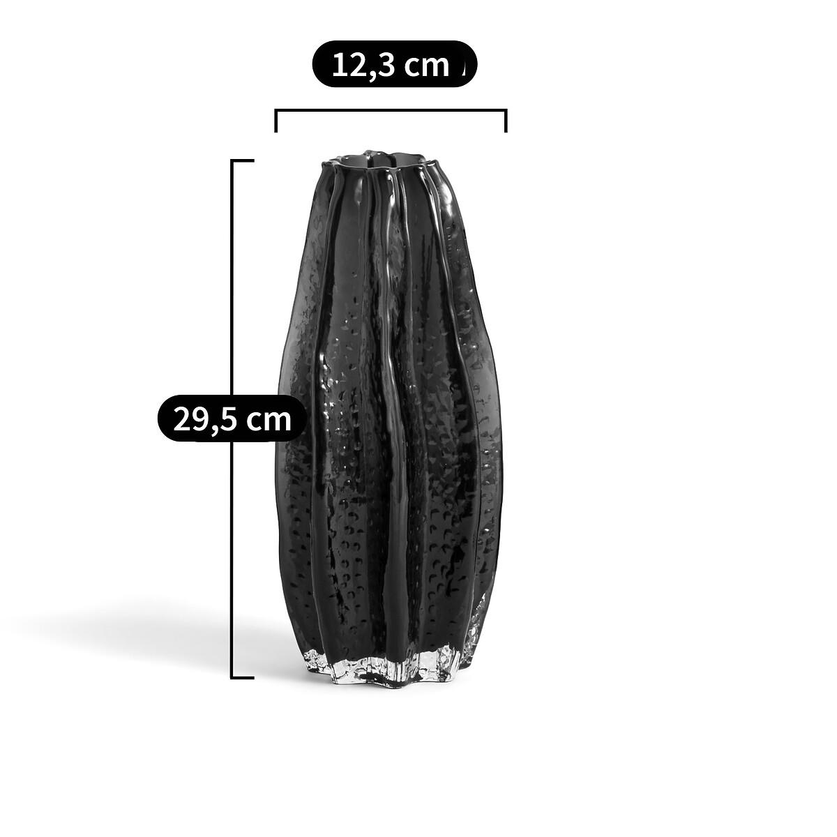 Yuvo 29.5cm High Textured Amber Glass Vase – image 4