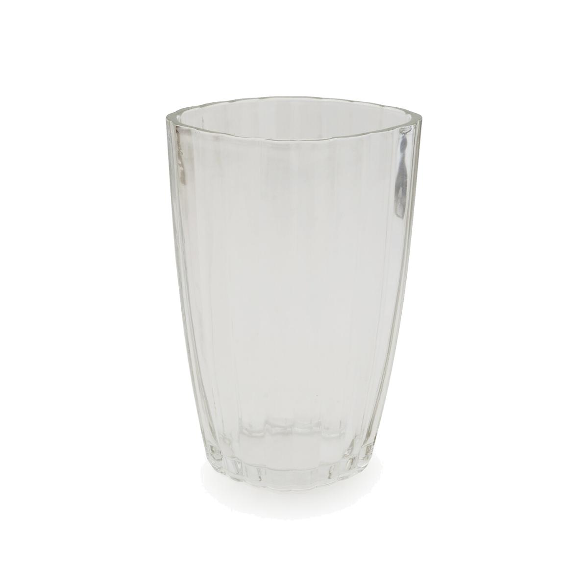 25cm Clear Ridged Glass Vase – image 1