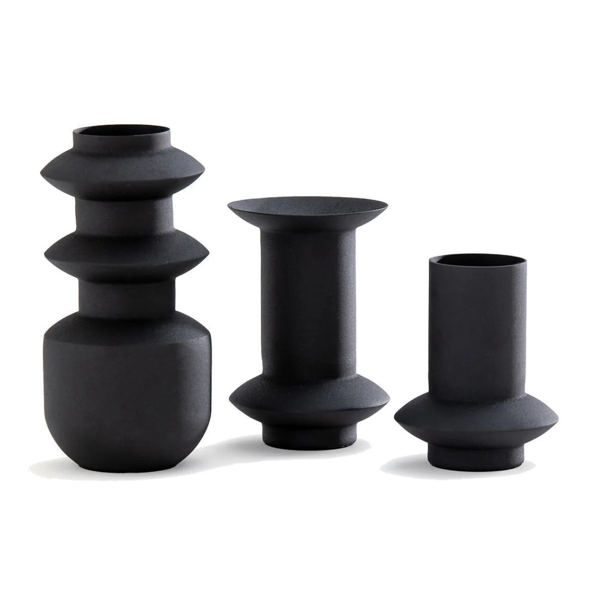 Set of 3 Anaïa Textured Metal Vases – image 1