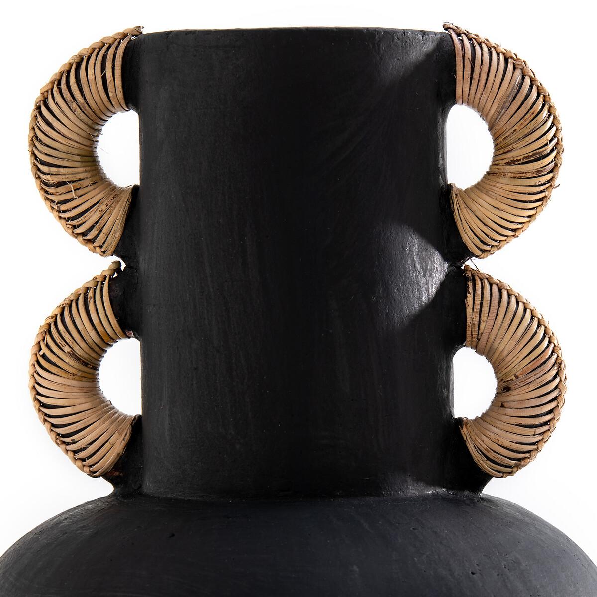 Kuro H41.5cm Ceramic & Rattan Vase – image 2