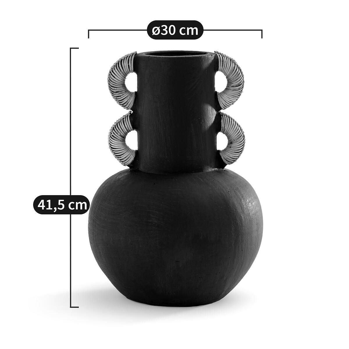 Kuro H41.5cm Ceramic & Rattan Vase – image 5