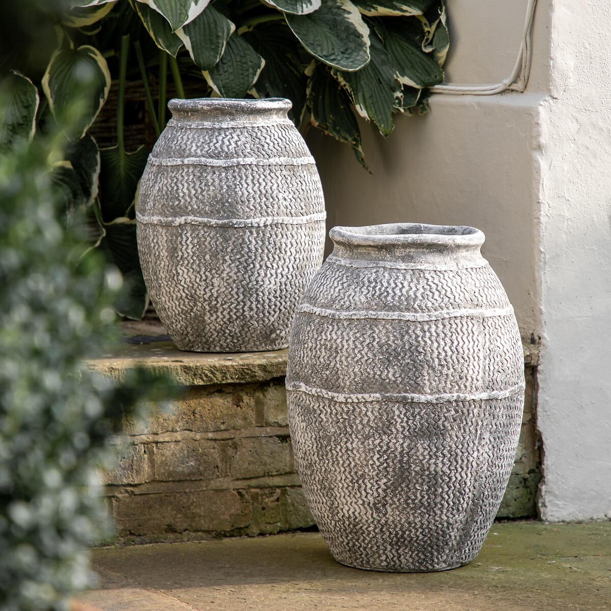 40cm Grey Distressed Cement Vase – image 2